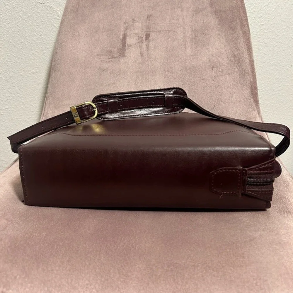 Franklin Covey Leather Briefcase Bag in Dark Brown